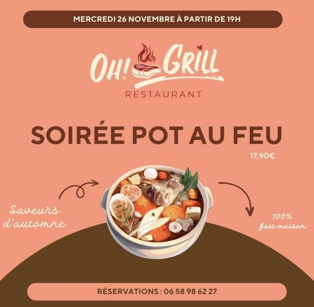 Soirée à thème pot-au-feu au restaurant Oh Grill
